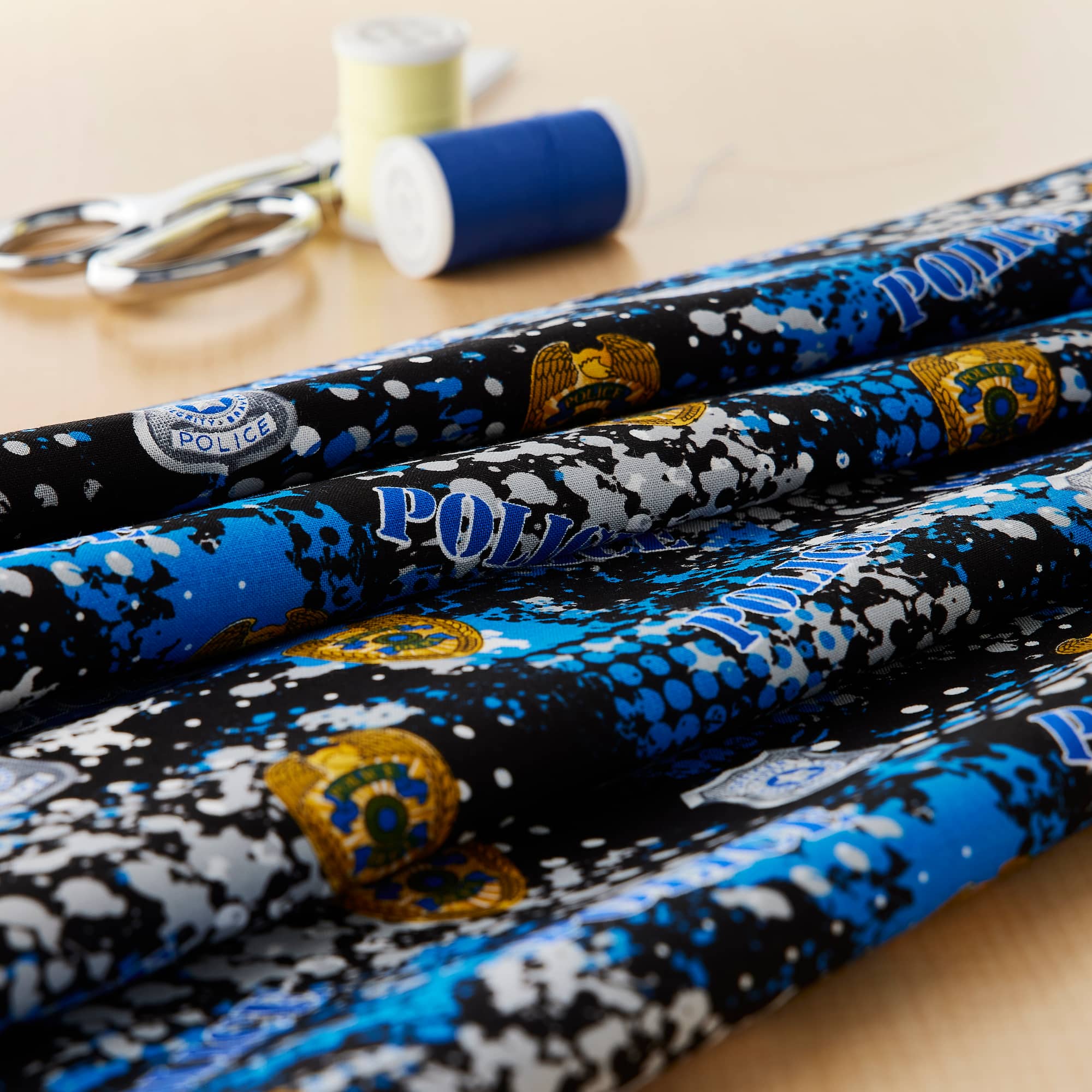 Sykel Police Department Abstract Cotton Fabric